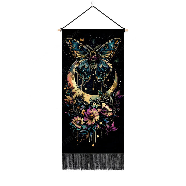 Butterfly Floral Moon Wall Banner