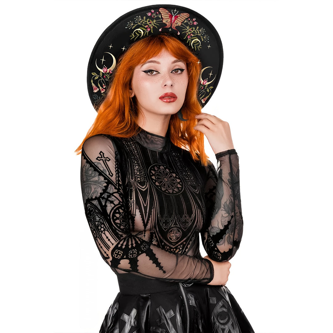 Butterfly Moon Boho Wide Brim Hat