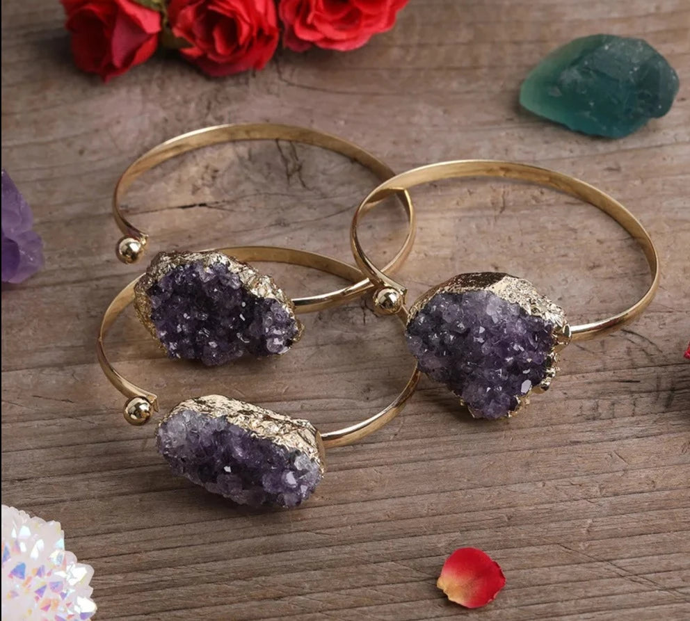 Buy Amethyst Druzy Gold Bracelets