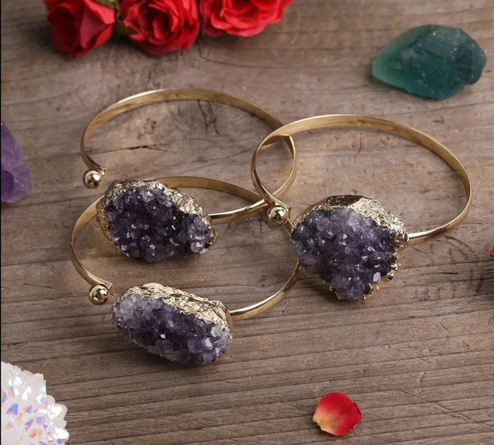 Buy Amethyst Druzy Gold Bracelets