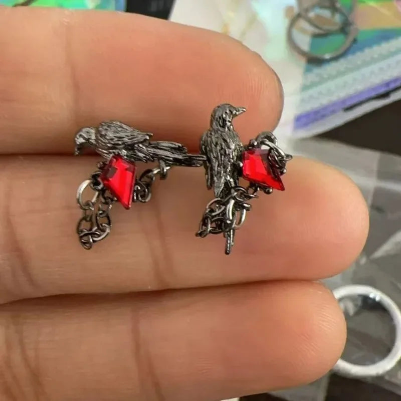Buy Raven Red Gem Earrings