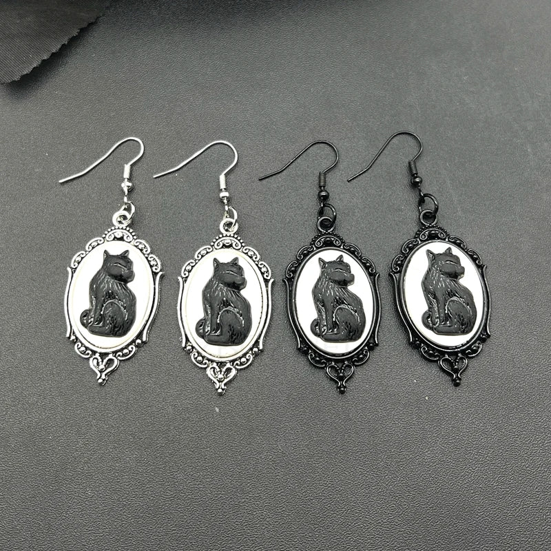 Cat Cameo Earrings