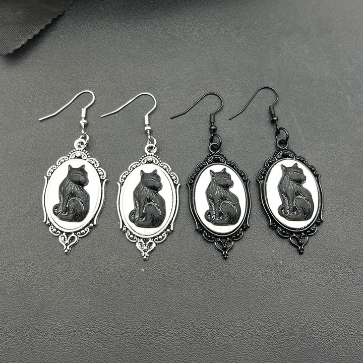 Cat Cameo Earrings