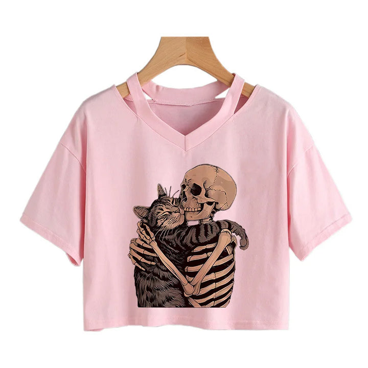 Cat Lover Crop Top - Pink