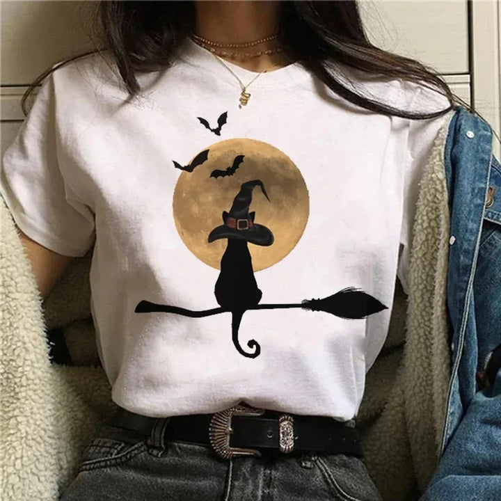 Cat Moon Broom T-Shirt