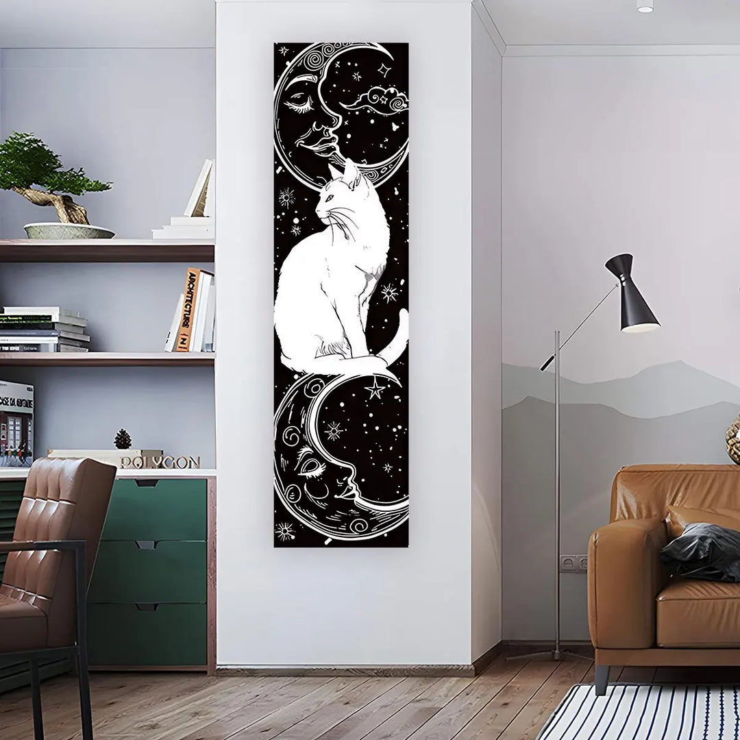 Cat Moon Wall Banner Tapestry