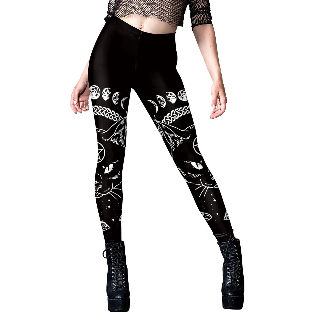 Cat Pentacle Moon Leggings