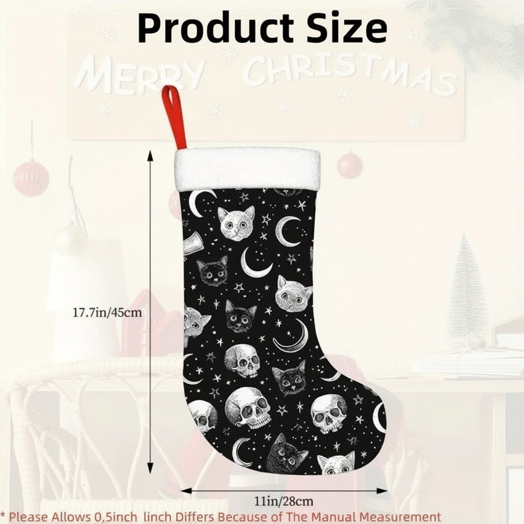Cat Skull Christmas Stocking Size