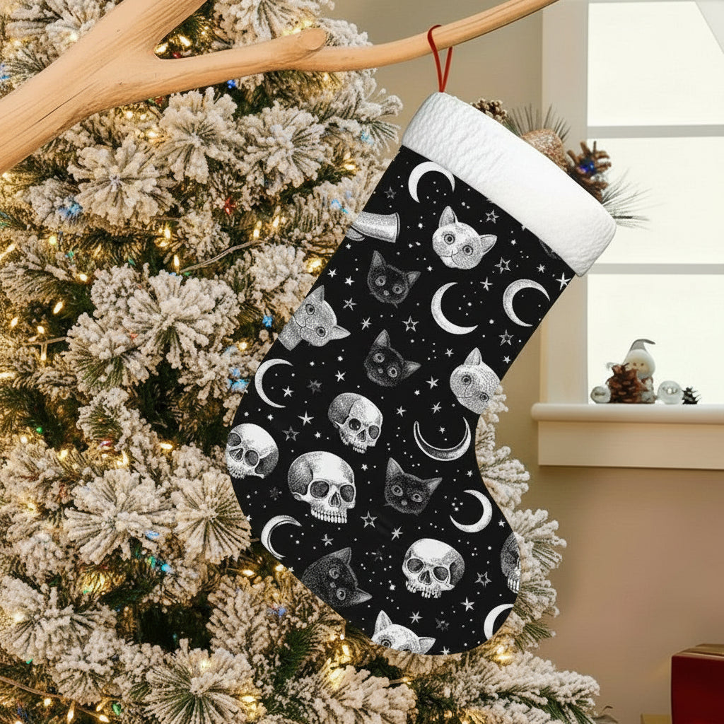 Cat Skull Moon Christmas Stocking