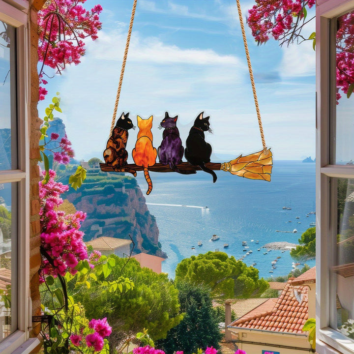 Cats On Broom Suncatcher
