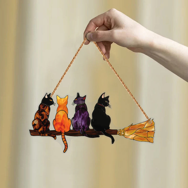 Cats On Broomstick Suncatcher