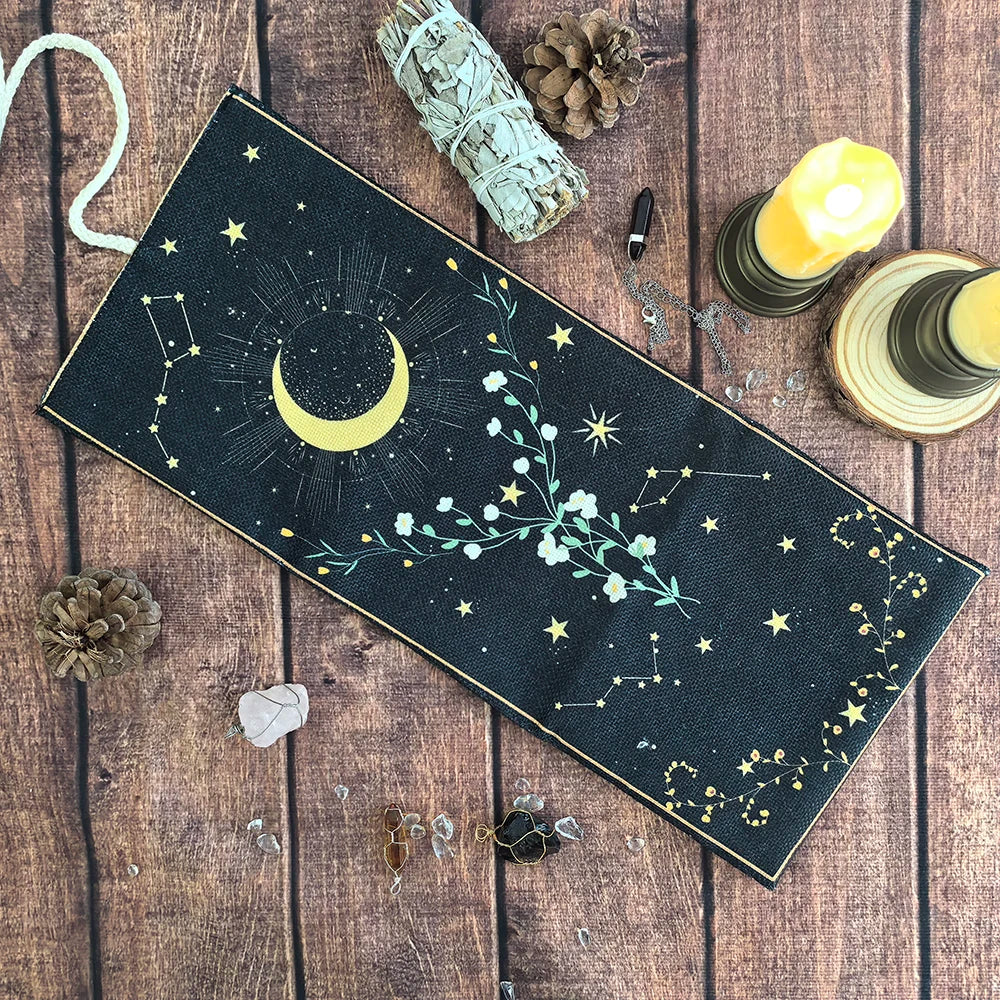 Celestial Moon Floral Tarot Storage Bag