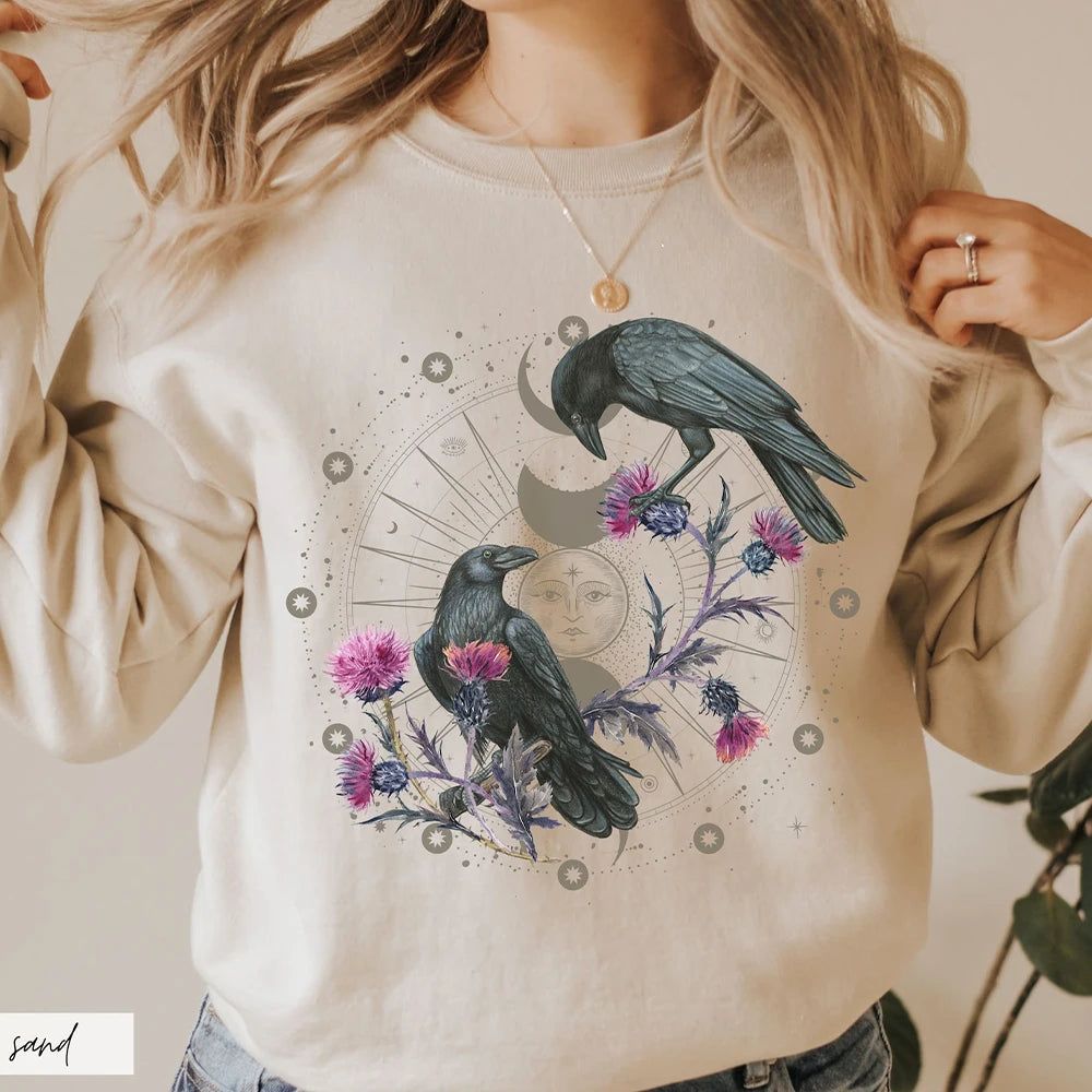 Celestial Raven Sweatshirt - Khaki