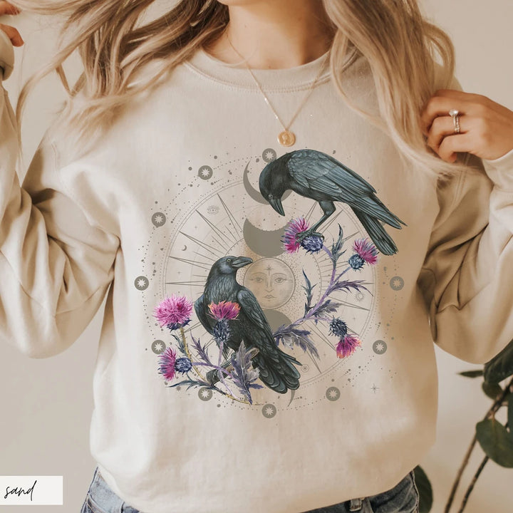 Celestial Raven Sweatshirt - Khaki