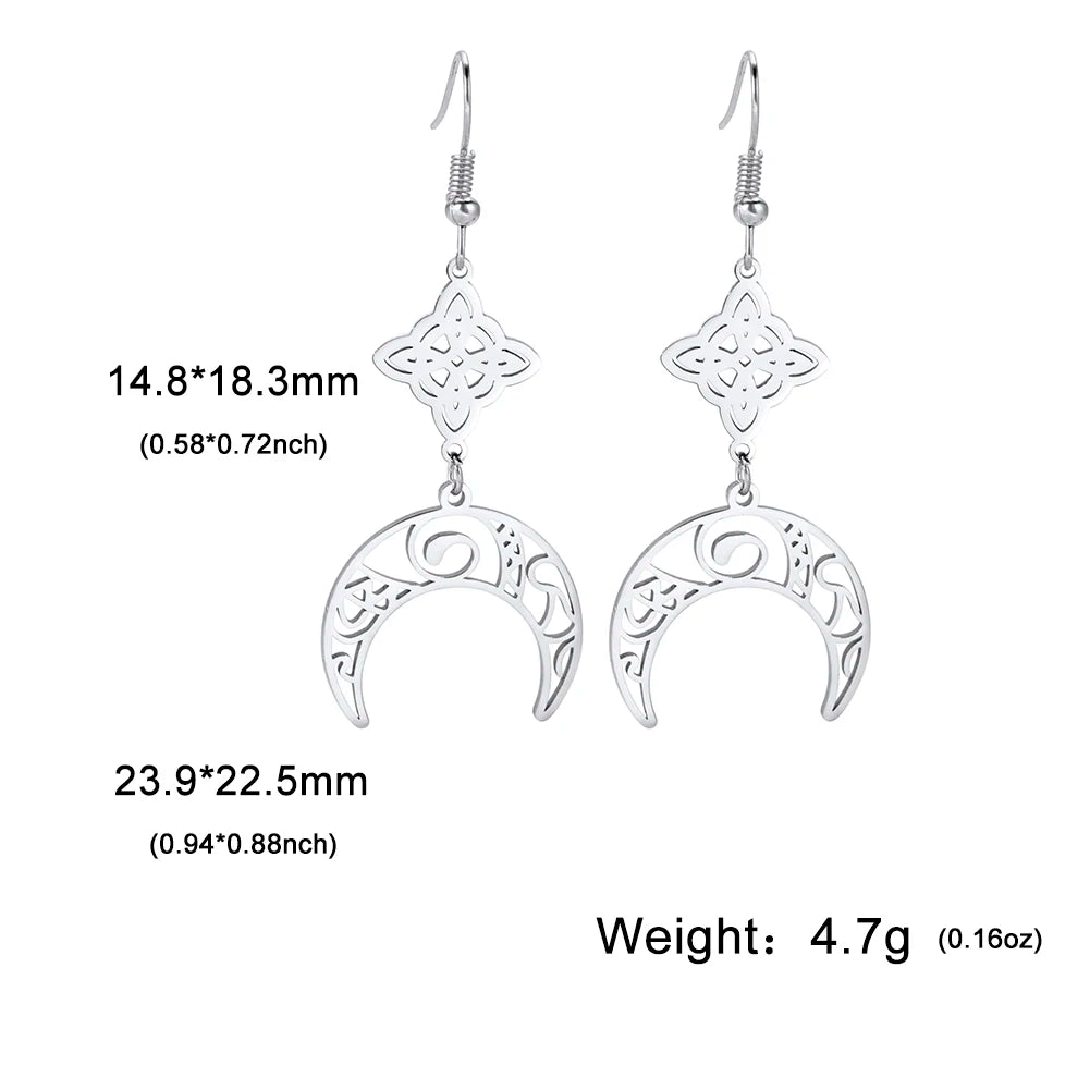 Celtic Cross Moon Earrings