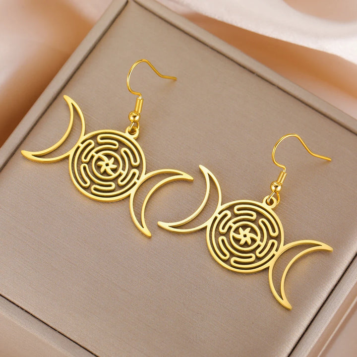 Celtic Pagan Gold Earrings
