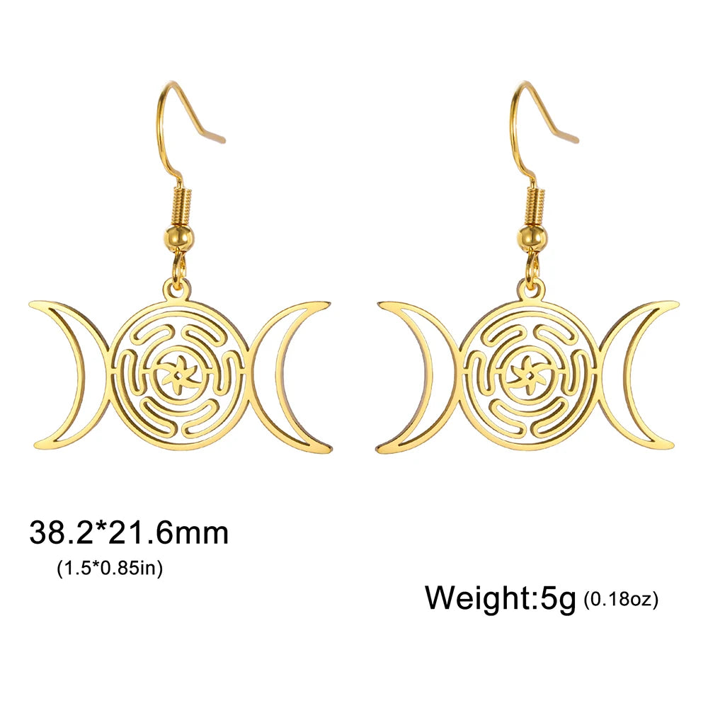 Celtic Shield Knot Moon Gold Earrings
