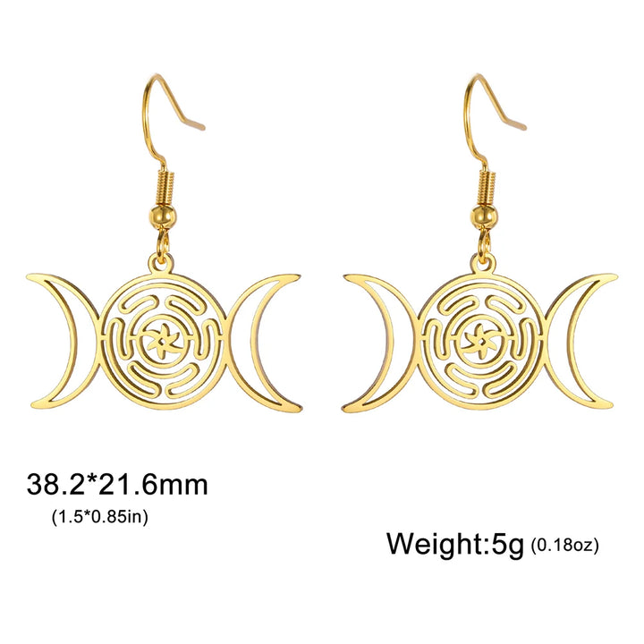 Celtic Shield Knot Moon Gold Earrings