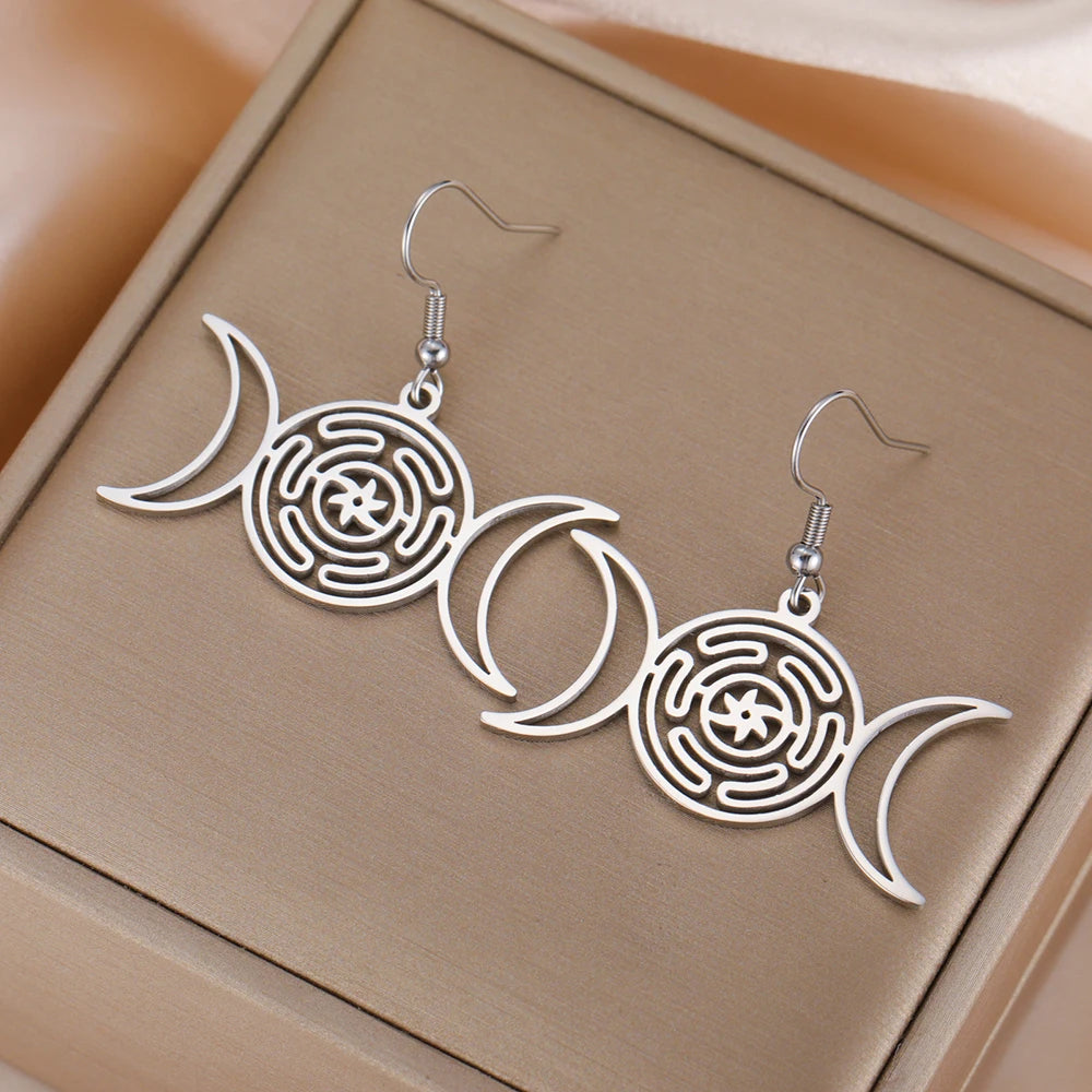 Celtic Shield Moon Silver Earrings