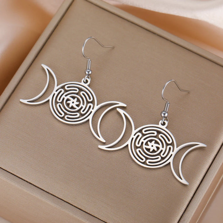 Celtic Shield Moon Silver Earrings