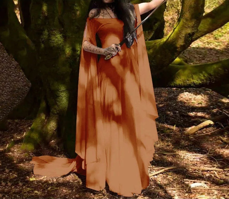 Ceremonial Witch Sheer Dress - Orange