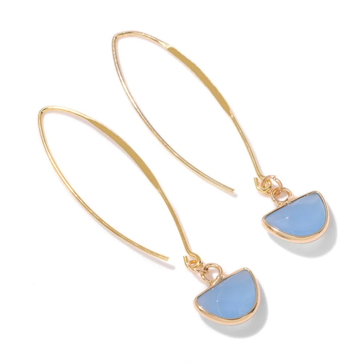 Chalcedony Crystal Gold Earrings
