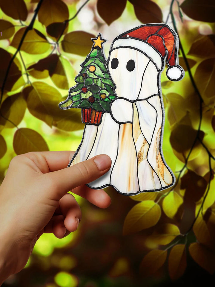 Christmas Tree Santa Ghost Suncatcher