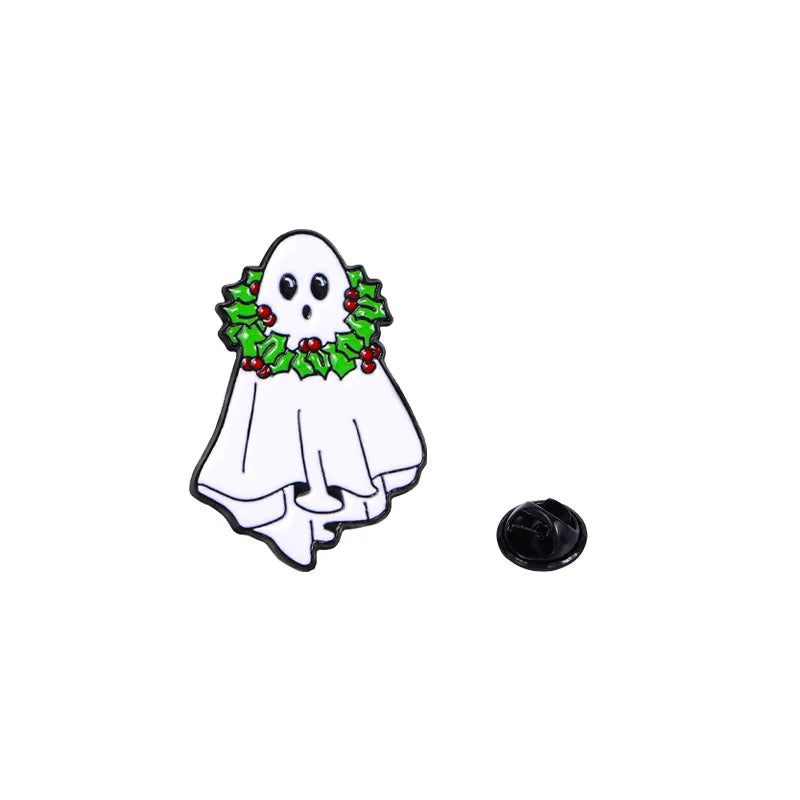 Christmas Wreath Ghost Pin