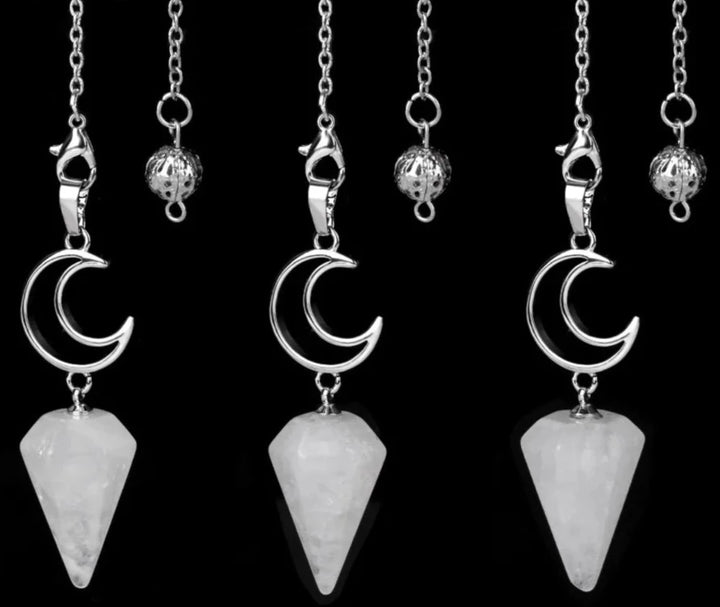 Clear Quartz Crescent Moon Pendulums