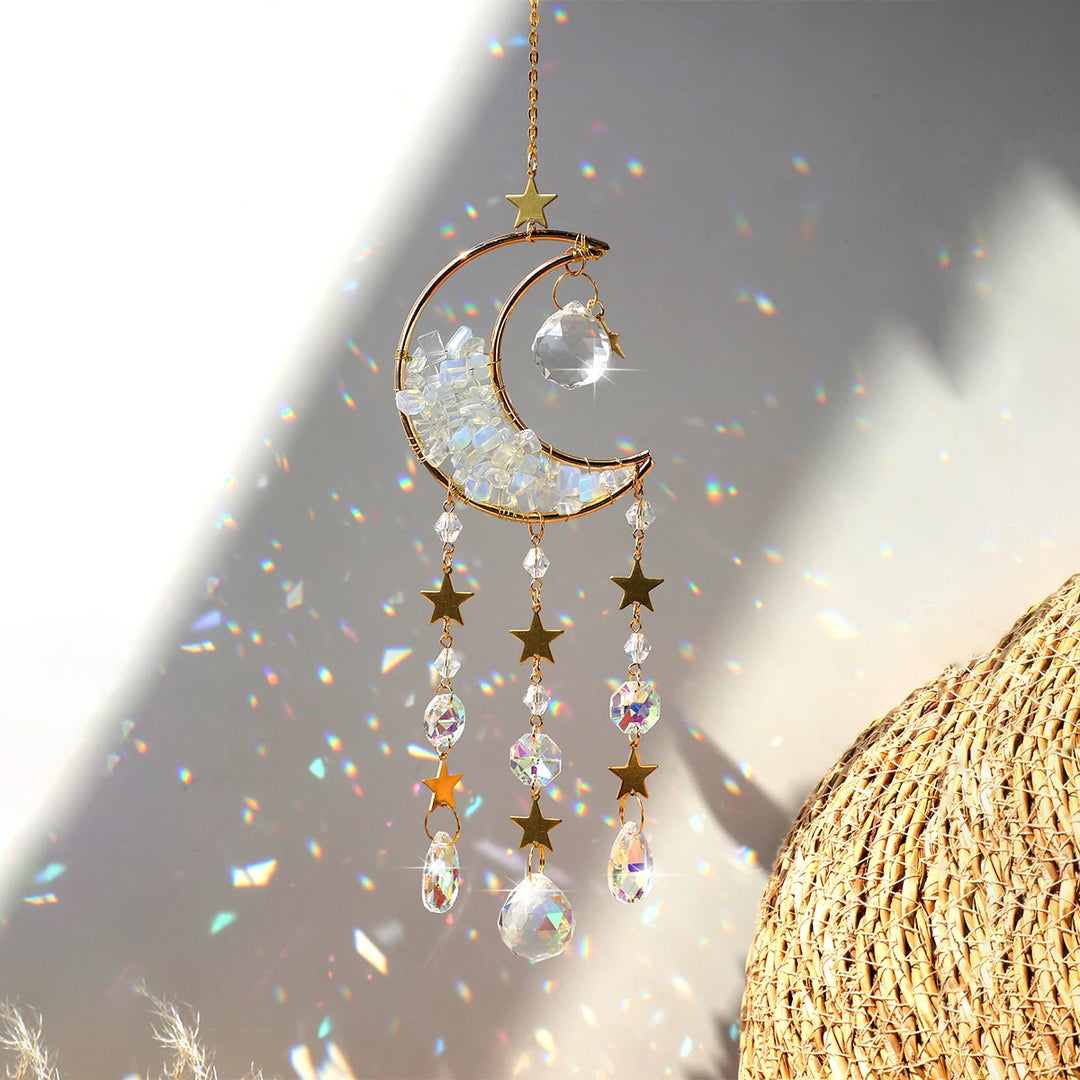 Clear Quartz Crescent Moon Sun Catcher