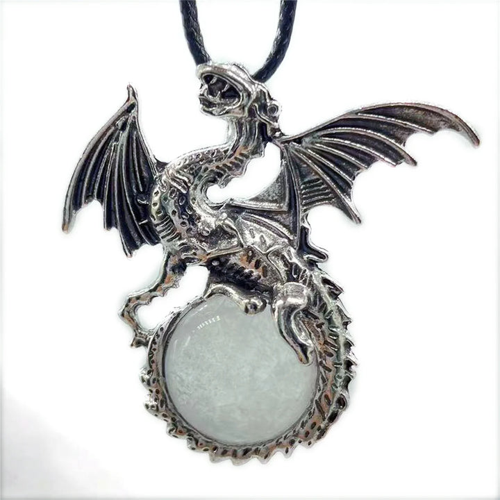 Clear Quartz Crystal Dragon Necklace