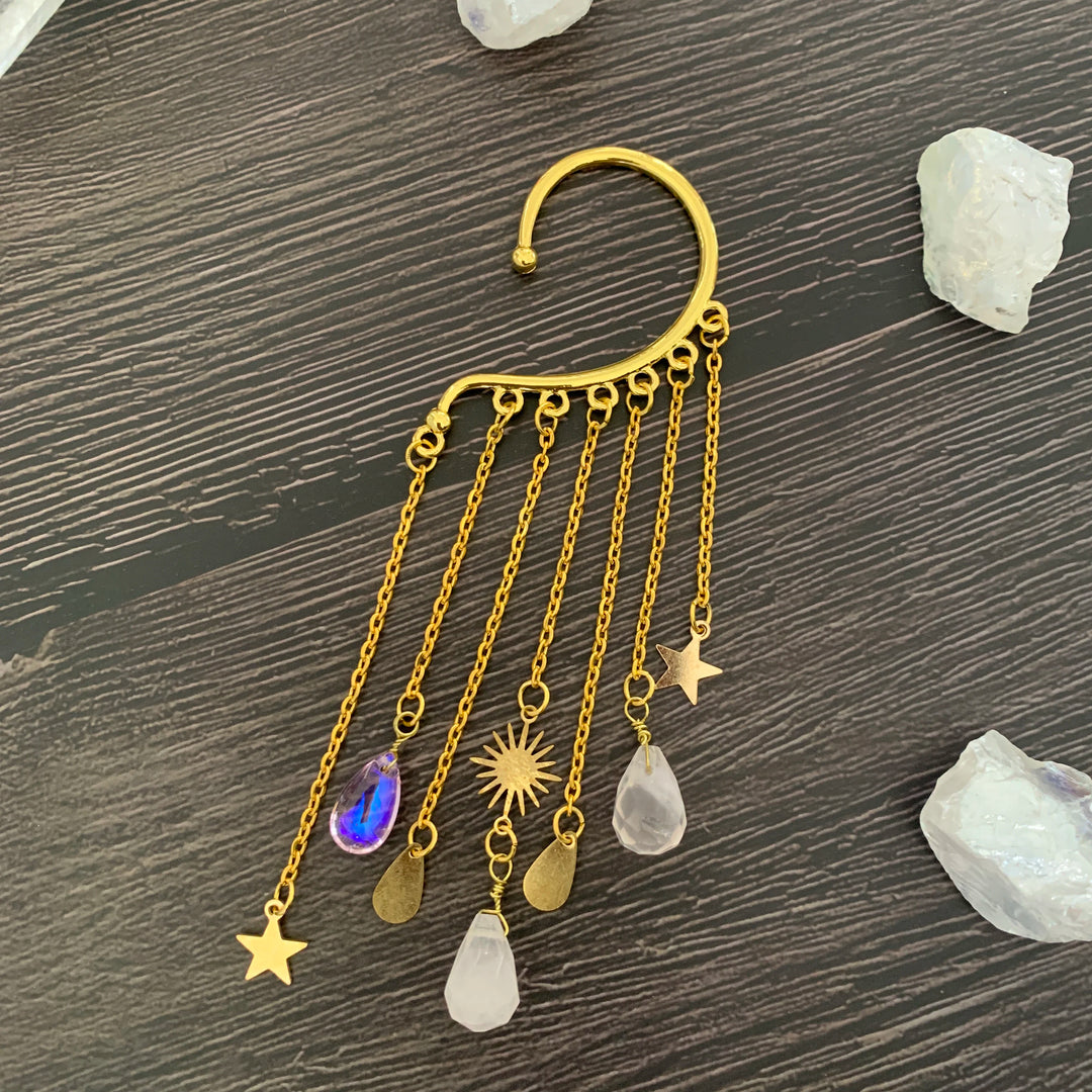 Clear Quartz Crystal Ear Cuffs