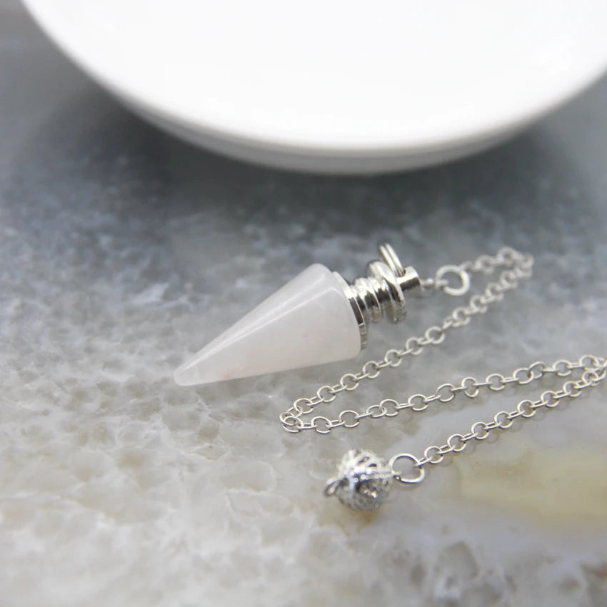 Clear Quartz Crystal Silver Pendulum