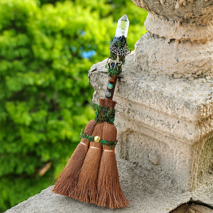 Clear Quartz Crystal Witch Broomstick