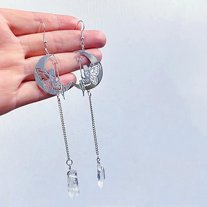 Clear Quartz Fairy Silver Earrings