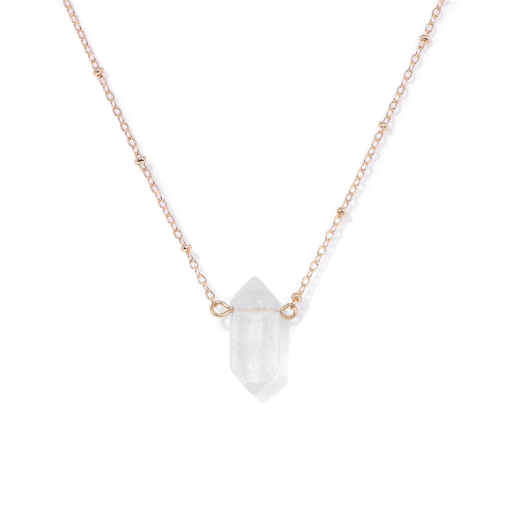 Clear Quartz Hexagon Gold Necklace
