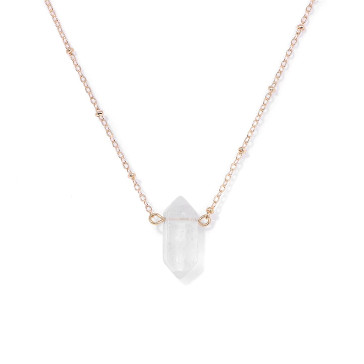 Clear Quartz Hexagon Gold Necklace