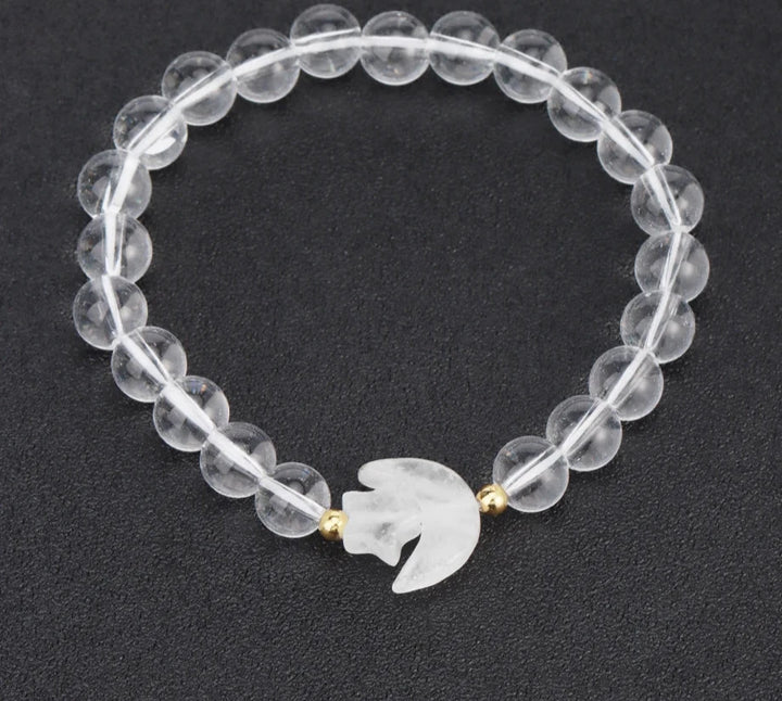 Clear Quartz Moon Bead Bracelet