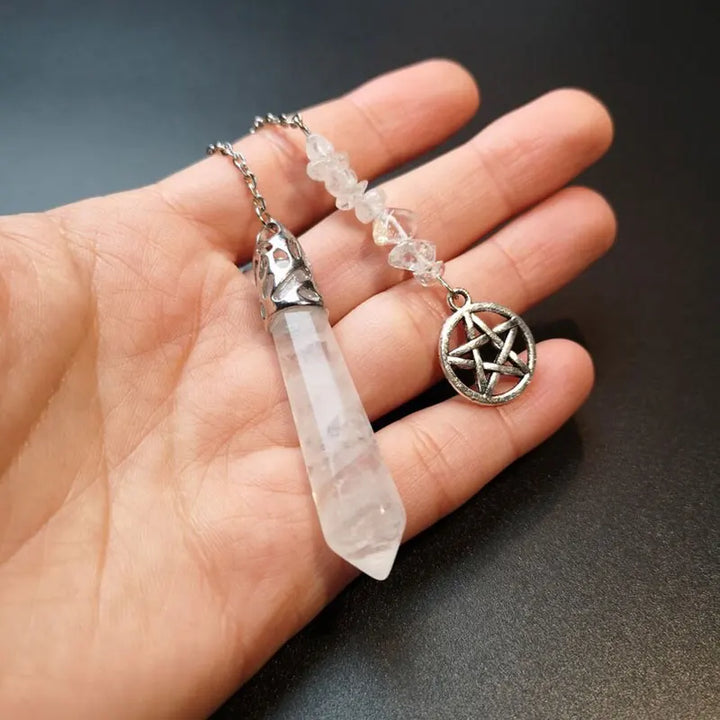 Clear Quartz Pentacle Bead Chip Pendulums