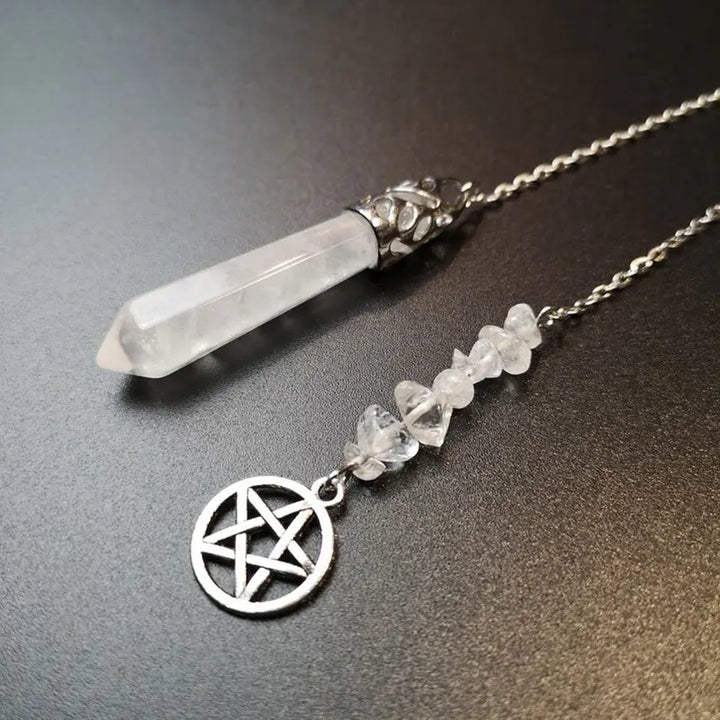 Clear Quartz Pentacle Bead Pendulum