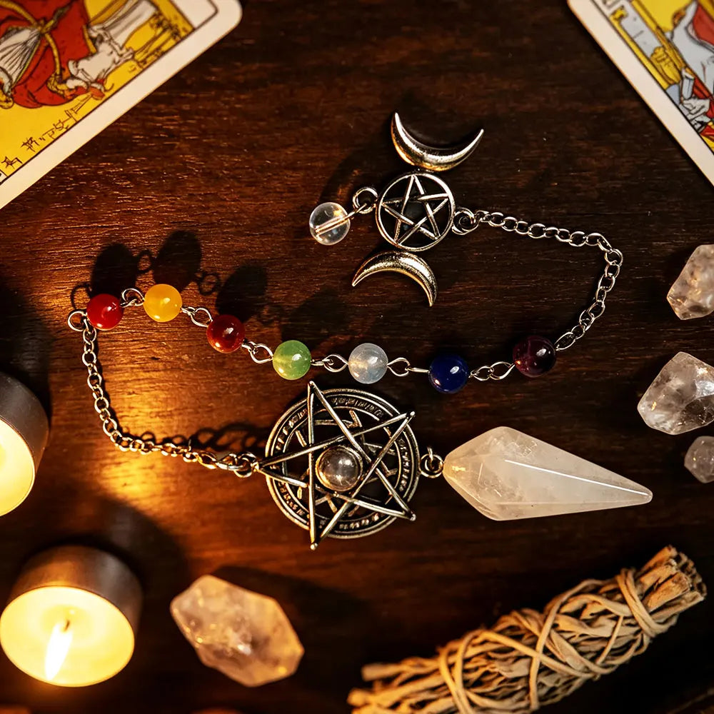Clear Quartz Pentacle Chakra Pendulums
