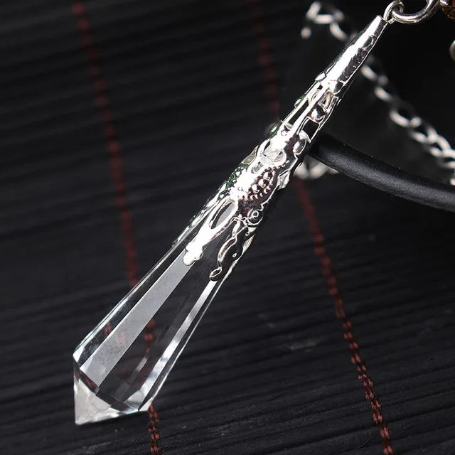 Clear Quartz Silver Pendulum