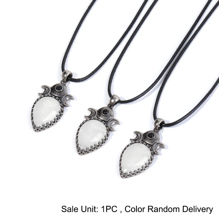 Clear Quartz Triple Moon Necklaces