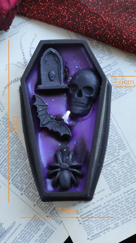 Coffin Skull Bat Spider Candle