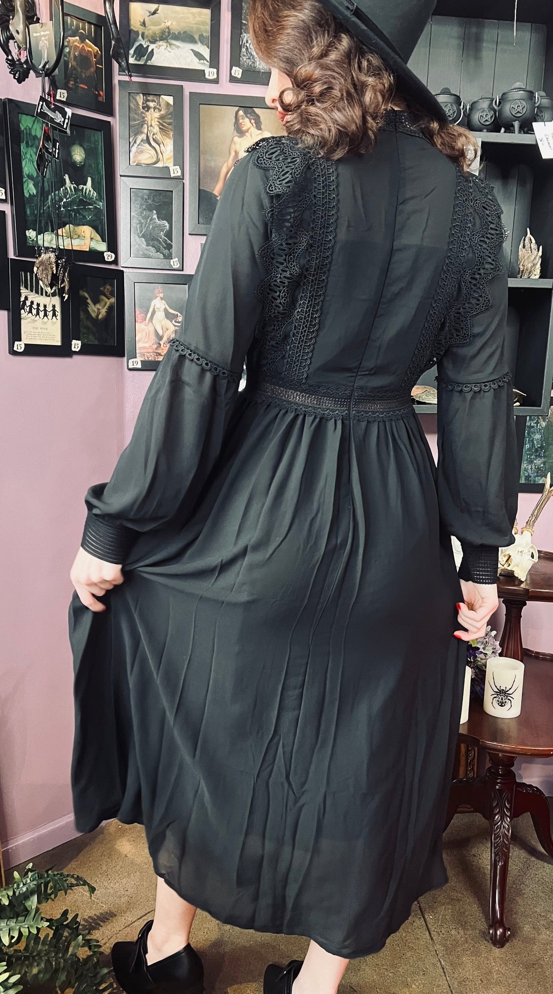black dress cottagecore Warning: If you wear any of these little black dresses you will be showered with compliments! LBD, little black dress, black dress outfit, wedding guest dress, lace dress, cottagecore, dress boutique,