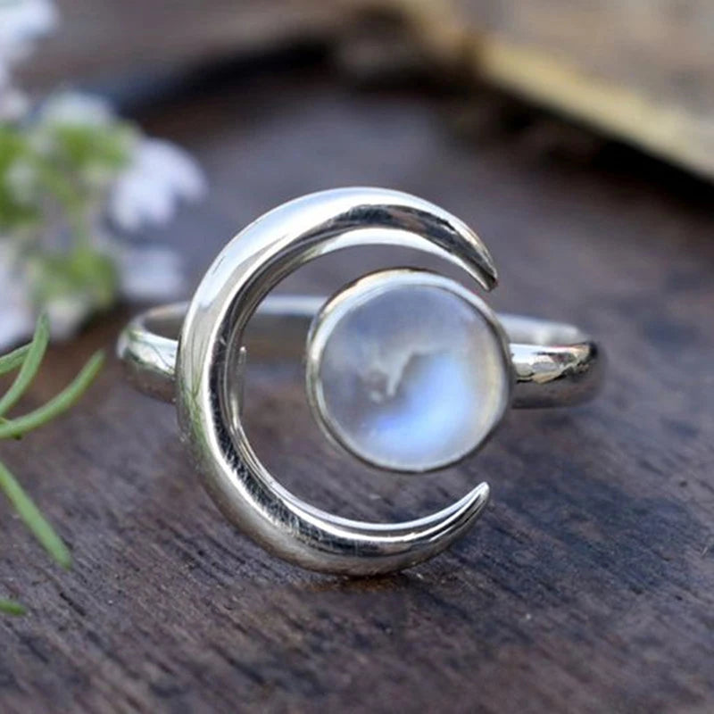 Crescent Moon Adjustable Ring