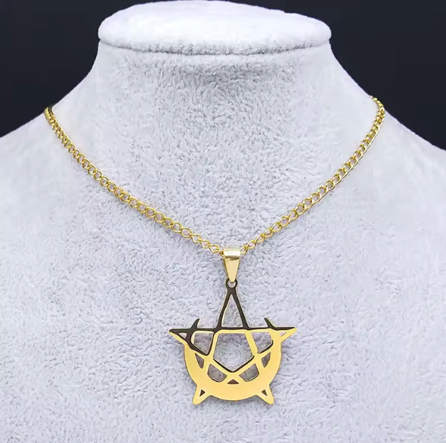 Crescent Moon Star Gold Necklace 