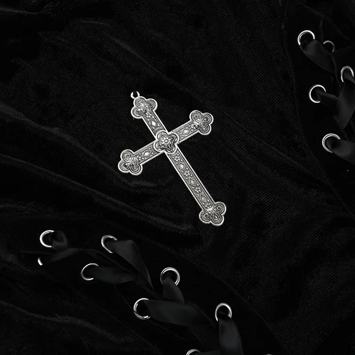 Cross Velvet Black Dress