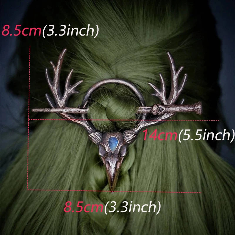 Crow Antler Moonstone Hair Stick
