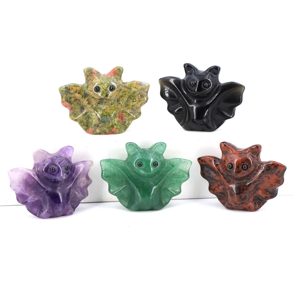 Crystal Bat Statues & Figurine - Halloween Decor - Rose Quartz ...
